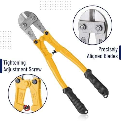 Bates- Bolt Cutter, 14", Yellow, Chain Lock Cutter Heavy Duty, Bolt Cutters Heavy Duty for Locks, Screw Cutter, Chain Link Fence Cutter, Bolt and Wire Cutter, Chain Lock Cutters, Bolt Cutter Tool 5