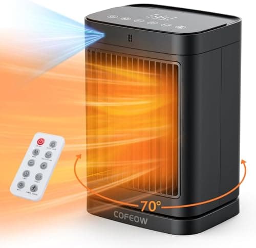 XHK Space Heaters with Motion Sensor,Portable heaters for Indoor Use,Electric Small Heaters for Large Room Bedroom Office Garage Desk,1500W Ceramic Heating with Remote,Oscillating,Timer,Thermosta1