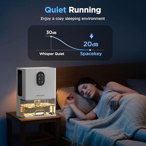 Dehumidifier, 106 OZ Water Tank (1000 sq.ft) Dehumidifiers for Home, Quiet Dehumidifier for Bathroom Bedroom Basement RV with Timer Setting, Auto Shut Off, 7 Colors LED Light, Sleep Modes, White 6