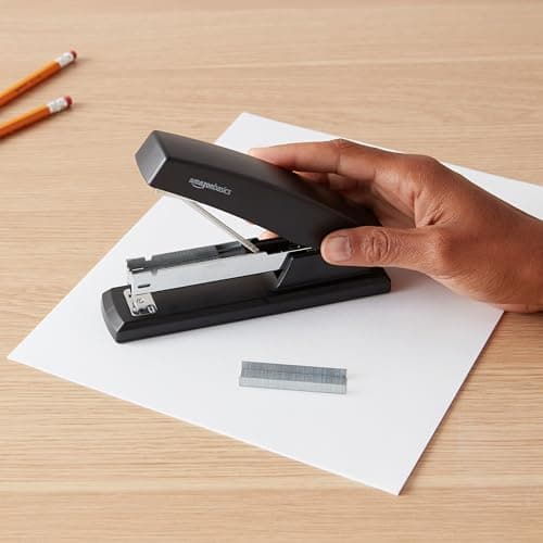 Amazon Basics Office Stapler with 1000 Staples, 25 Sheet Capacity, Non-Slip, Black, Home Office 7