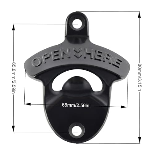 HAIICEN Black Wall Mounted Bottle Opener Stainless Metal Screw on Wall Beer Bottle Cap Opener OPEN HERE for Bar Table Cooler 6