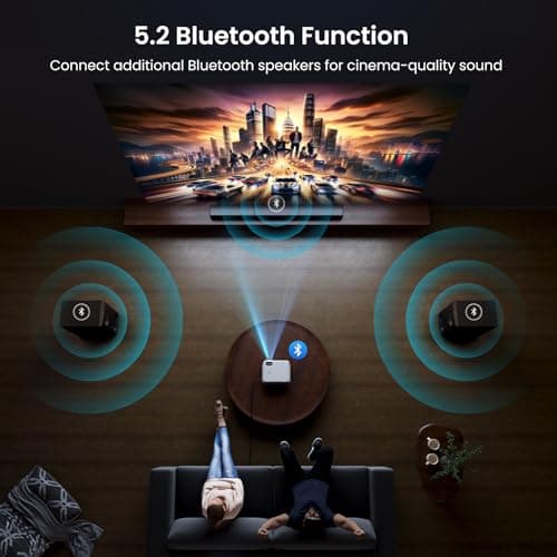 Official Licensed Google TV Smart Projector, HAPPRUN 4K UHD Home Theater with Dolby Sound, Wi-Fi & Bluetooth, Built-in Streaming Apps, Compatible with Games Consoles & Smartphone, Indoor & Outdoor Use 7