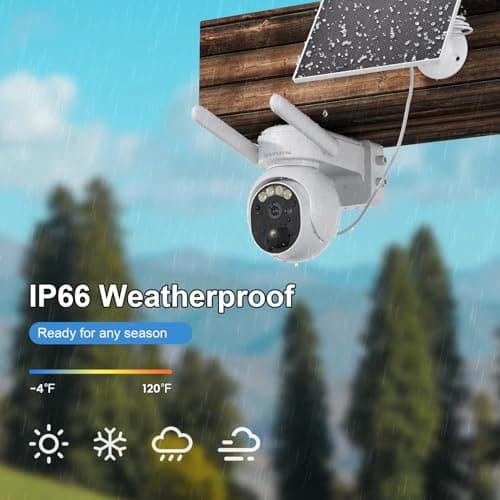 4G LTE Security Camera Outdoor, 360° PTZ Outdoor Camera for Remote Areas, Solar Camera Outdoor Wireless, PIR Motion Detection, 2K Color Night Vision, 2-Way Talk, IP66 Waterproof, Wall/Ceiling Mount 9