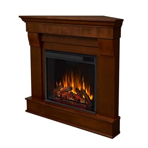 Real Flame Chateau 41" Corner Electric Fireplace with Mantel for Living Room or Bedroom, Replaceable Fireplace Insert Heater, Realistic Log and Flame Effect, Remote Control, Timer.
