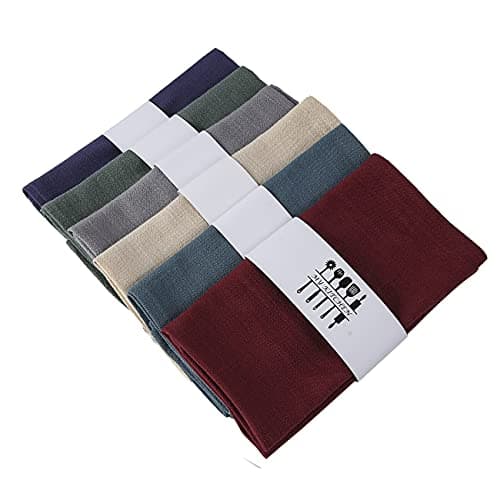 Rustic Natural Washable Cotton Linen Napkin Set, Soft Comfortable and Reusable Linen Dinner Napkins Cloth for Wedding Celebration and Party Decor, Set of 6, Beige 6