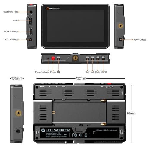 VIDEOGEAR 5” FHD Field Monitor 3D-LUT & HDR for DSLR Cameras, On Camera Monitor with 4K HDMI 2.0 to USB3.0 Video Capture, 5