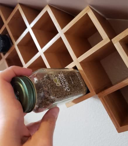 Bamboo Criss Cross Spice Rack Organizer for Cabinet, Wood Seasoning Rack Spice Holder, 18-Jar Spice Rack Tower Spice Storage for Kitchen Countertop Drawer-Jars Not Included 8