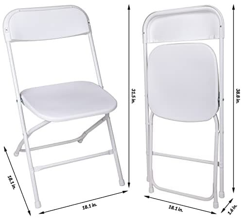 Elevon Folding Plastic Chair with 500-Pound Capacity, White, 2-Pack 3