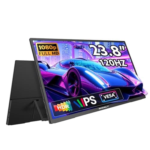 GWSGUT 23.8'' FHD 1080P 120Hz Portable Monitor VESA USB-C HDMI Large Second External Gaming Screen Built-in Stand Speakers for Laptop PC Mac Phone PS4/5 Xbox HDR IPS Display (1080p 120Hz, 23.8")
