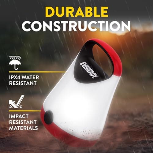 Eveready LED Camping Lantern X-250, Bright Tent Lights, Rugged Water Resistant LED Lanterns, 100 Hour Run-time, Red and Black 5