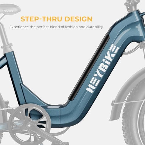 Heybike Ranger S Electric Bike for Adults, Foldable 1500W Peak Motor Ebike, 20" Fat Tire Step-Thru Electric Bicycle, 48V 14.4AH Removable Battery Commuter E Bike, 7-Speed Hydraulic Fork 7