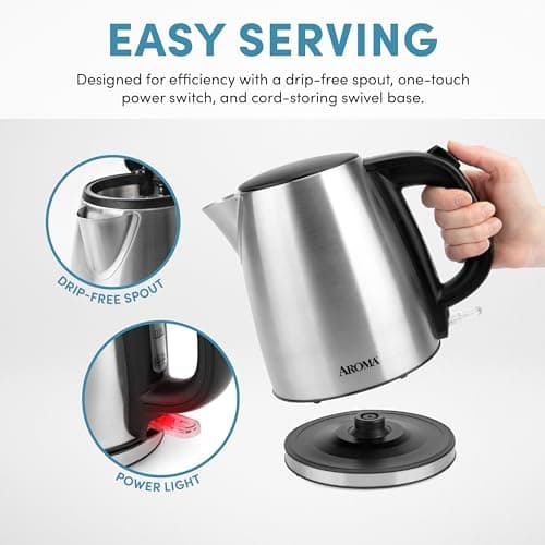Aroma Housewares 1.0L / 4-cup Stainless Steel Electric Kettle (AWK-267SB) 6