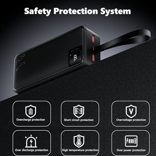 SRNPMIU Portable Charger Power Bank 50000mAh 22.5W Fast Charging Battery Pack with 3 Outputs & USB C Input for Samsung Galaxy S24/S23 Digital Display Power Bank for iPhone 16/15/14 iPad Android Black 7