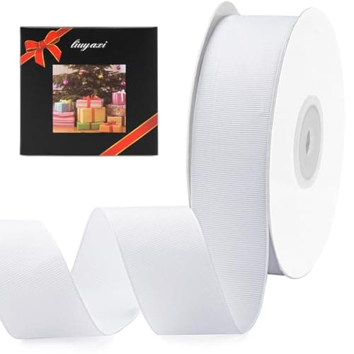 LIUYAXI White Grosgrain Ribbon 1-1/2 inch X 50 Yards Ribbon for Gift Package Wrapping Wedding Decor DIY Hair Baby Shower and Other Projects