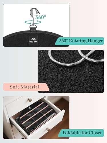 MATEIN Hanging Jewelry Organizer with Removable Zipper Jewelry Pouches, Tangle-Free Necklace Hanger for Closet with Metal Hook, Over the Door Earring Storage Bracelet Ring Holder 6