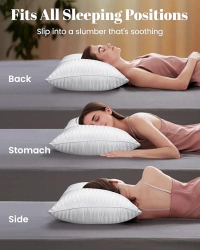 Qnoon Hotel Collection Bed Pillows for Sleeping, Bed Pillows Queen Size Set Of 2,Gusseted Pillow for Back, Stomach or Side Sleepers 5