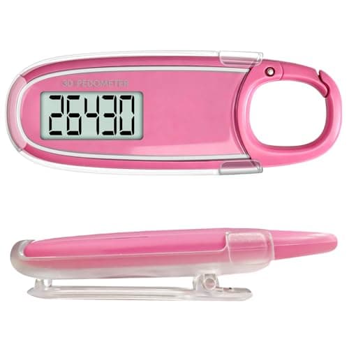 3D Pedometer for Walking with Removable Clip and Carabiner Simple Step Counter for Walking Accurate Clip On Step Tracker for Men Women Kids (Pink)