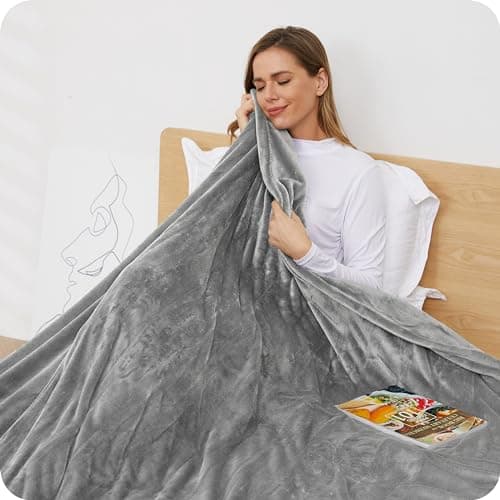 Heated Electric Blanket Full Size 72" x 84" Soft Warm Flannel Heated Blanket with 4 Fast Heating Levels & 10 Hours Timer Auto Shutt Off, Heating Warm Blanket for Full Body, Home Office Use - Gray 5