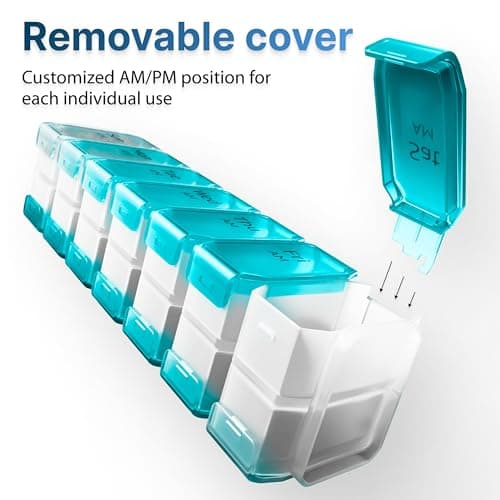 Extra Large Pill Organizer 2 Times a Day – XL Pill Box 7 Day with Big AM/PM Compartments – Fits Large Vitamins, Supplements & Gummies, for 7 or 14-Day Use, Color-Coded, Senior-Friendly, No Spills 8