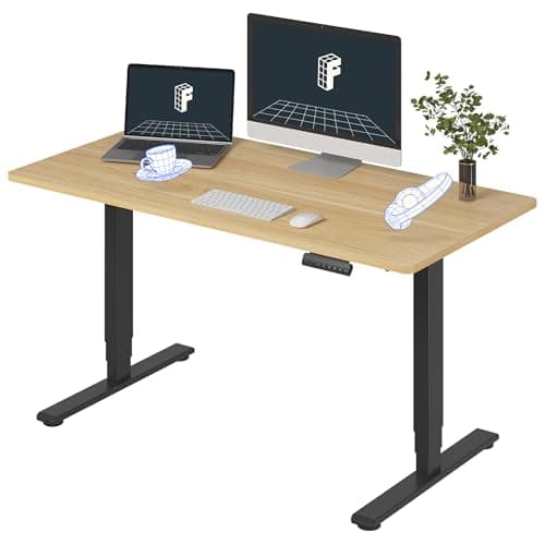 FLEXISPOT E6 3-Stage Dual Motor Electric Standing Desk 55 x 28 Sit Stand Up Desk, Holds 220 lbs, Adjustable Height w/Memory Presets, One-Piece Maple Desktop & Black Frame, Ships in 2 Boxes