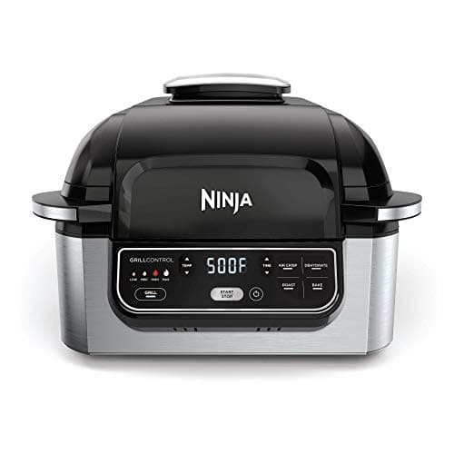 Ninja Foodi 5-in-1 4-qt. Air Fryer, Roast, Bake, Dehydrate Indoor Electric Grill (AG301), 10inch x 10inch, Black and Silver (Renewed)