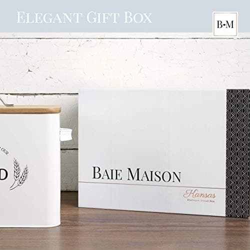 Baie Maison Extra Large White Farmhouse Bread Box for Kitchen Countertop - Breadbox Holder Fits 2+ Loaves - Bread Storage Container Bin - Rustic Bread Keeper Vintage Metal Kitchen Decor for Counter 6