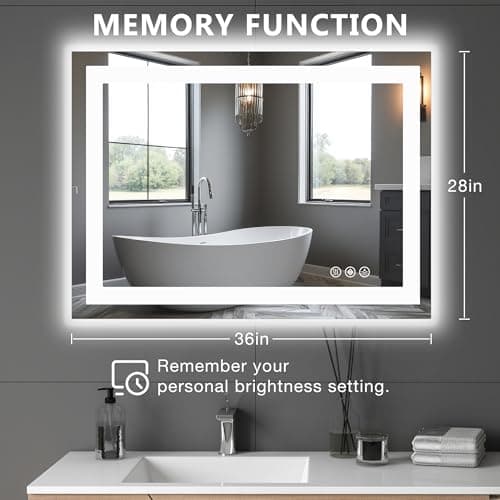 Sweetcrispy 32"x 24"LED Bathroom Vanity Mirror for Wall with Anti-Fog, Dimmable Rectangle Mirrors with Front Light and Backlit, Memory Function, Tempered Glass, Shatter-Proof, Horizontal& Vertically 6
