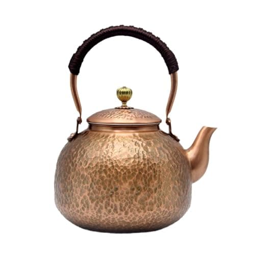 YJX Copper Tea Kettle For Stovetop, Japanese Style Non-Coating Pure Copper Teapot with Stainless Steel Infuser For Loose Tea, Large and Solid Tea Pot For 3-7 Cups (2000ml)
