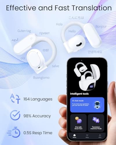 AI Translation Earbuds Real Time for Work Travel Study Entertainment Everyday Life White 6