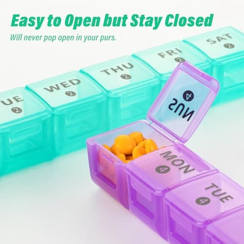 XL Large Monthly Pill Organizer 4 Weeks, 28 Day Pill Organizer Weekly, Big Compartment with Travel Case, 7 Day Pill Dispenser 4 Times a Day, Medicine Organizer Box for Vitamin, Fish Oil 6
