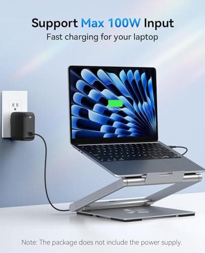 4URPC Laptop Docking Station Stand 4K@60Hz for MacBook Pro/Air M3/M4, Dell/HP/Surface/Lenovo/Chromebook, Laptop USB Hub Stand with HDMI, 3 USB, Ethernet, PD 3.0, Adjustable Dock with 360° Rotate Base 8
