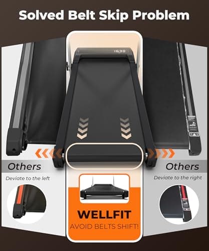 WELLFIT 10% Incline Walking Pad Treadmills for Home, Under Desk Treadmill 320lb Capacity, Voice Controlled Works with KINOMAP Apple Health, Compact for Apartment, Easy to Move Store Upright Place 7