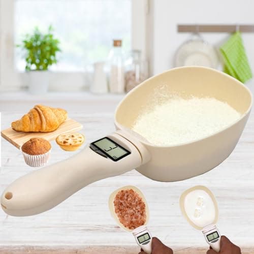 Digital Food Measuring Scoop Scale - Electronic Kitchen Measuring Spoon Scale for Cooking Baking - Smart Adjustable Measure Cup for Home Cooks Bakers Chefs Pet Owners