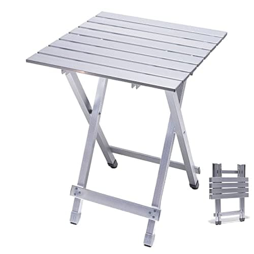SUNNYFEEL Folding Camping Table - Lightweight Aluminum Portable Picnic Table, 18.5x18.5x24.5 Inch for Cooking, Beach, Hiking, Travel, Fishing, BBQ, Indoor Outdoor Small Foldable Camp Tables