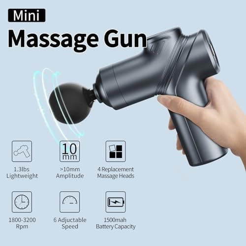 LEERCON Massage Gun Deep Tissue, Silent Brushless Motor and Portable Massage Gun with 4 Interchangeable Heads for Deep Muscle Relief and Relaxation, Relax Gift 7