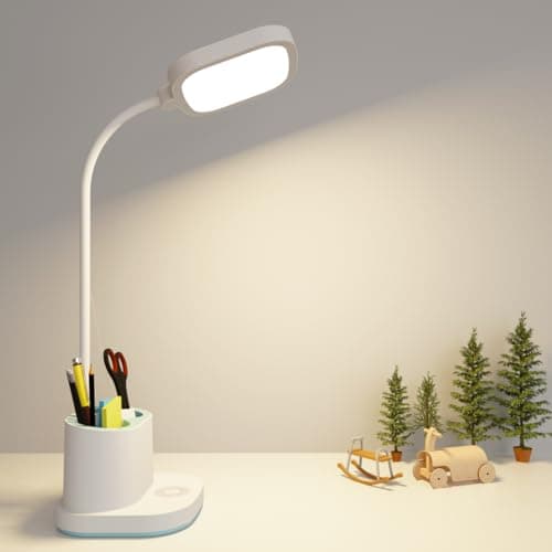 Desk Lamp LED Desk Light 3 Reading Light Modes with Pen Holder for College Dorm Essentials, White