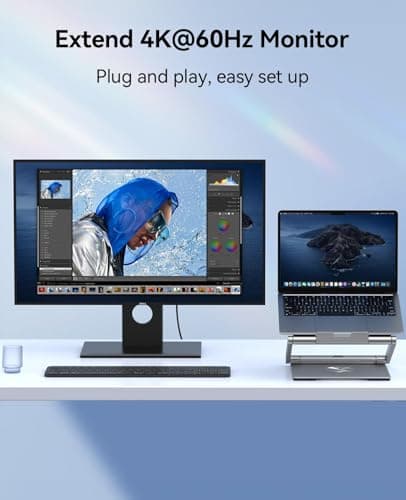 4URPC Laptop Docking Station Stand 4K@60Hz for MacBook Pro/Air M3/M4, Dell/HP/Surface/Lenovo/Chromebook, Laptop USB Hub Stand with HDMI, 3 USB, Ethernet, PD 3.0, Adjustable Dock with 360° Rotate Base 3