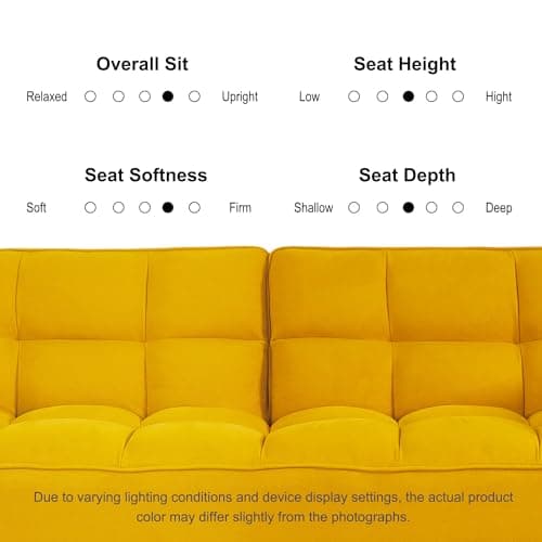 liuyouhom Convertible Futon Sofa Bed, Sleeper Couch Bed with Adjustable Backrests, Linen 3 Seater Small Couches for Small Spaces, Living Room, Bedroom(Yellow, 75") 7