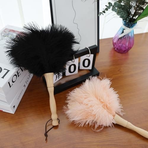 MehelloFeather Ostrich Feather Duster 12 Inch Handheld Duster Supplies, Wooden Handle Feather Duster for Cleaning Keyboard Home Car Office (Champagne) 6