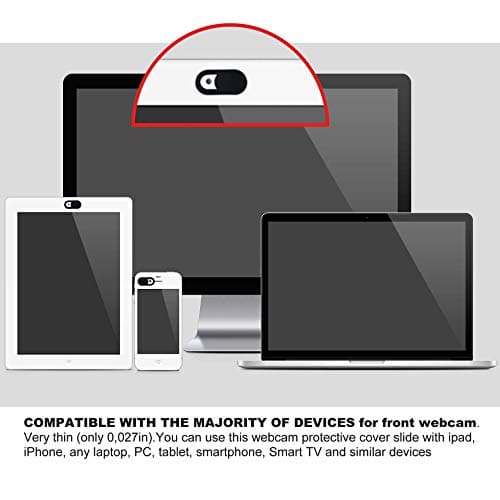 [6 Pack] Webcam Cover Slide 0.027in Ultra Thin Web Camera Cover fits Laptop, Desktop, PC, Macboook Pro, iMac, Mac Mini, Computer, Smartphone,Protect Your Privacy and Security,Strong Adhensive-Black 6