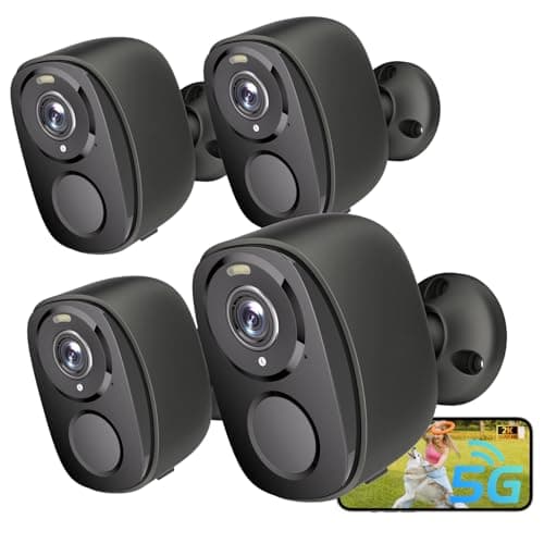 Security Cameras Wireless Outdoor, 2K Battery Powered Camera for Home Security with IP65, SD/ Free Cloud Storage, No Monthly Fee, AI Motion Detection, Color Night Vision, 2-Way Audio (BW4-G-4Pack)