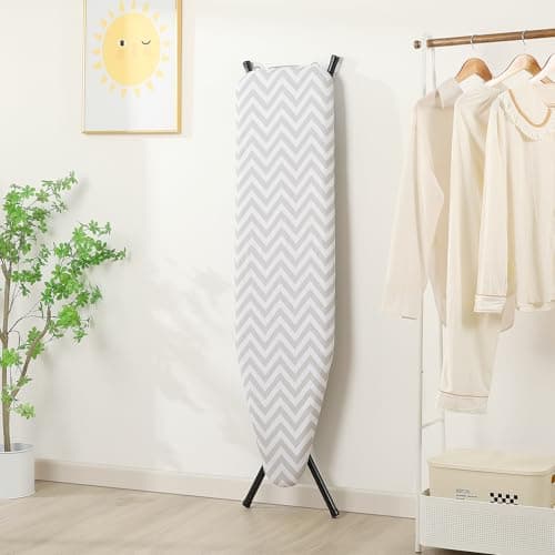 Amazon Basics Height Adjustable Full-Size Foldable Ironing Board, 4-Leg Fold-Up, Chevron Removable Cover, 60" x 14" x 38" 7
