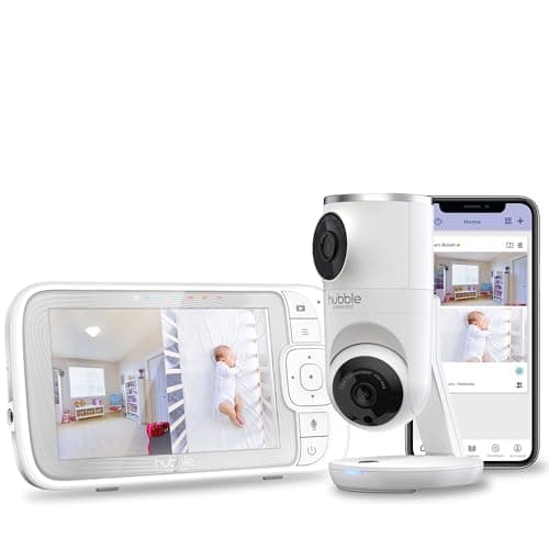 Hubble Connected Dual Vision Smart HD Baby Monitor with 2 Cameras, WiFi Baby Monitor with App and Screen, Remote Pan Tilt Zoom, 2-Way Talk, AI Motion Tracking, Night Vision, Room Temperature Sensor