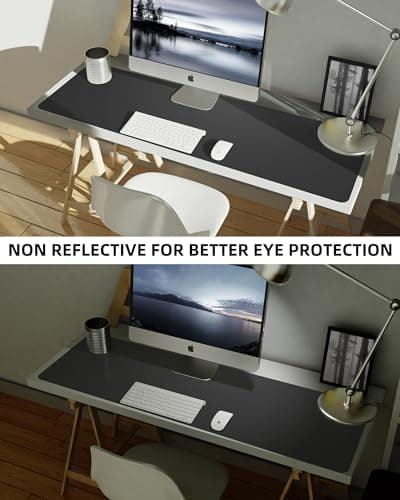 Large Desk pad mat,Mouse Pad,Office Desk Mat, Non-Slip PU Leather Desk Blotter,Large Desk pad,Waterproof Keyboard mat for Office/Home/Decor (Black,48" x 17") 5