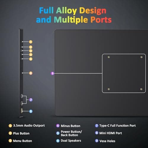 KYY 4K Portable Monitor for Laptop, 15.6'' Computer Screen Extender UHD 3840x2160,100% sRGB, 400 Nits, IPS Travel Monitor w/Speakers & Smart Cover for Laptop Xbox PS5 Switch PC Phone, VESA Compatible 8