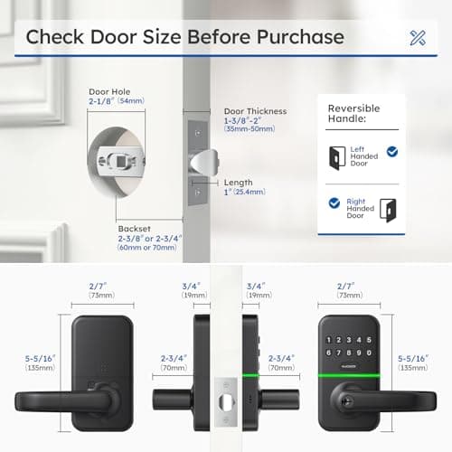 Smart Door Handle Lock with Keypad: Kucacci Keyless Entry Digital Knob for Front Door - Electronic Smart Lock with Keypad - Exterior Code Door Knob - Easy Installation 6