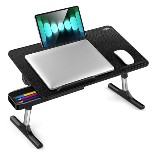 Besign LT05 Adjustable Laptop Table, Lap Desk, Portable Standing Bed Desk, Foldable Sofa Breakfast Tray, Notebook Computer Stand for Reading and Writing, Medium Size, Black 8