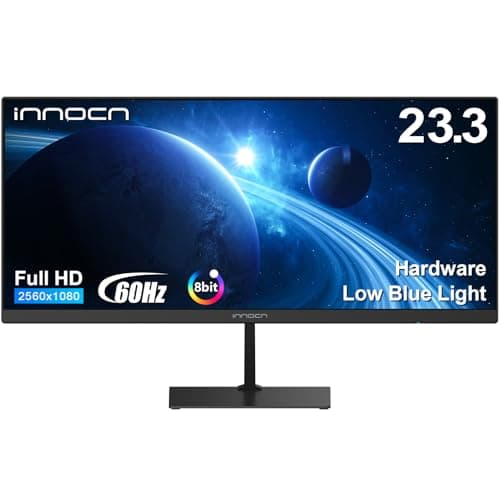 INNOCN 23 Inch Widescreen Computer Monitor WFHD 2560 x 1080p HDMI DisplayPort PC Monitor, Tilt Adjustable, Eye Care, Black