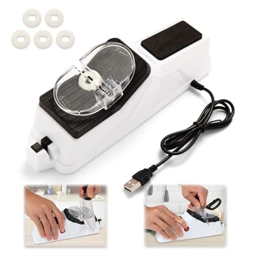 Gusneck Electric Knife Sharpener,(USB) Double Sided Knife Sharpener,Quick Sharpening & Polishing,with Protective Cover.（5pcs grindstone）