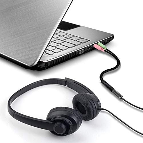 ENVEL Headset and Microphone Splitter Cable for PC Audio Jack Headphones Adapter Convertors 3.5mm Female to Dual Male for Computer Simultaneously Y Splitter 5